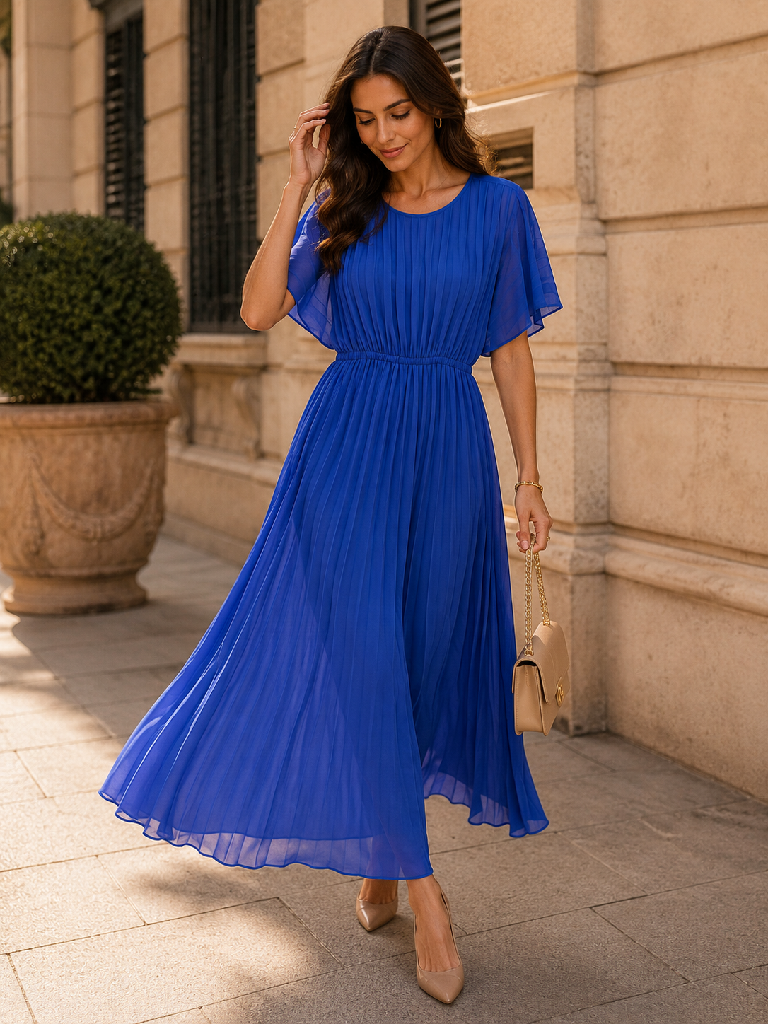 Royal blue pleated