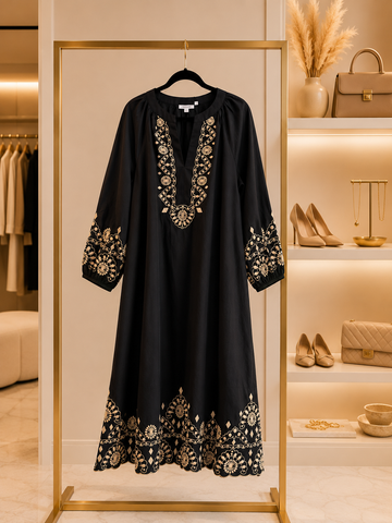 Black embroidered