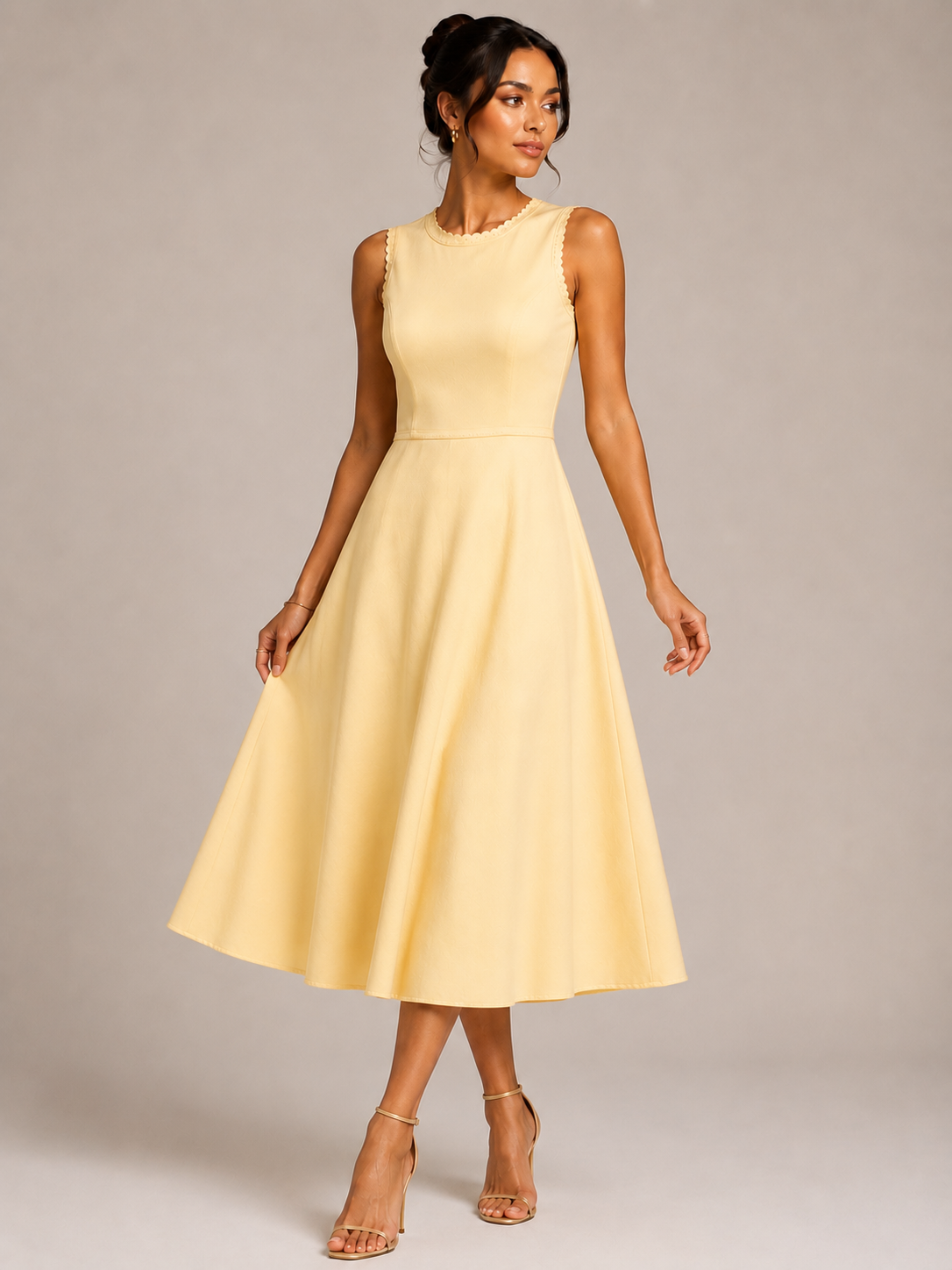 Elegant Butter Yellow Midi Dress – Timeless Feminine Style Size M