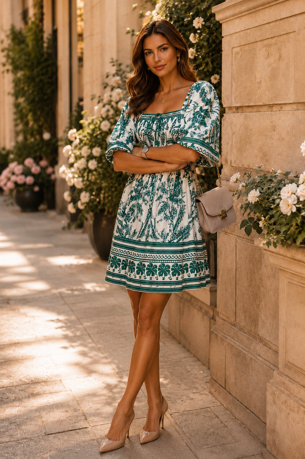 Chic cream and green
