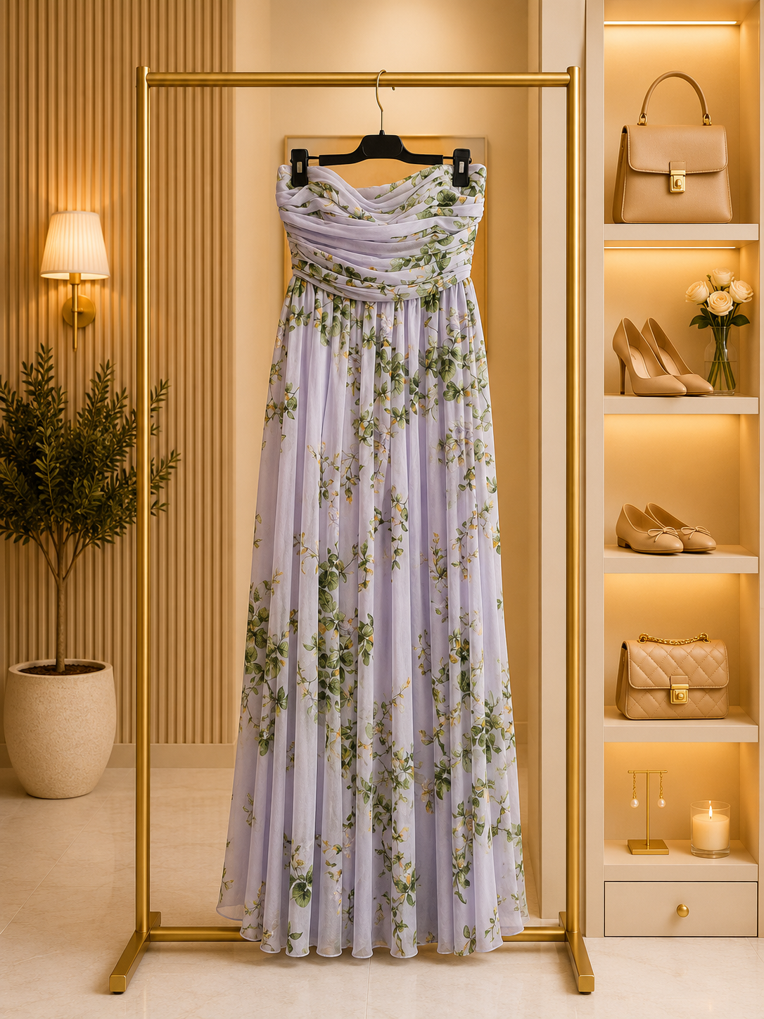 Strapless Floral Maxi Dress