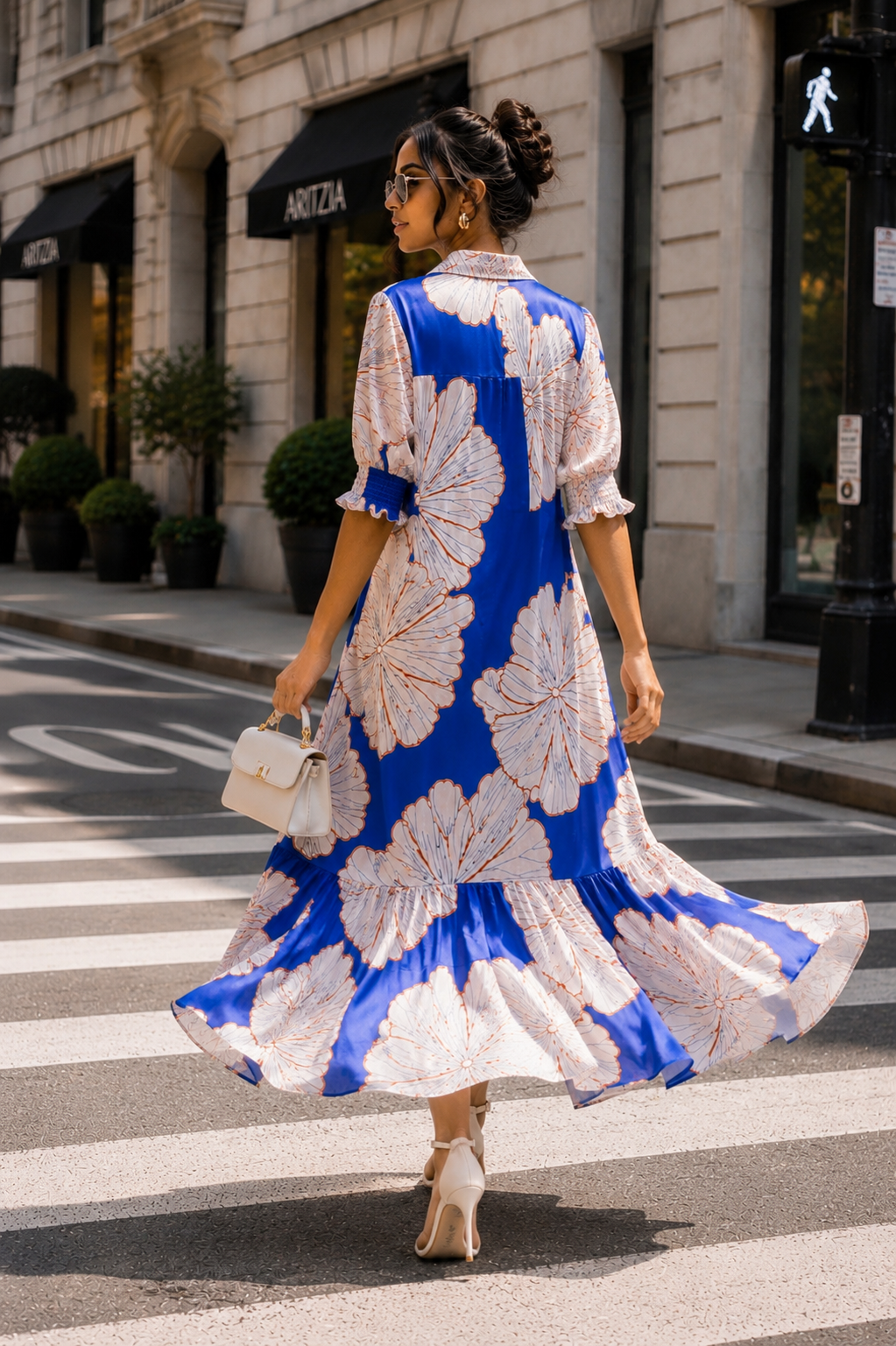Blue Floral High-Low Midi Dress Size L
