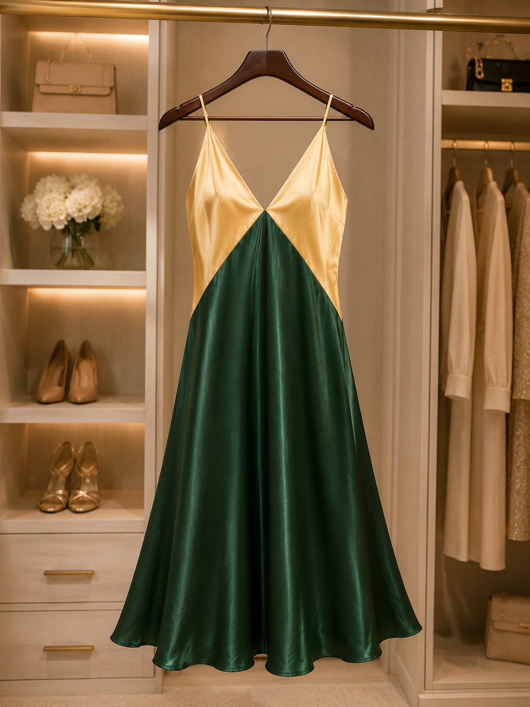 Elegant Satin Midi Dress S