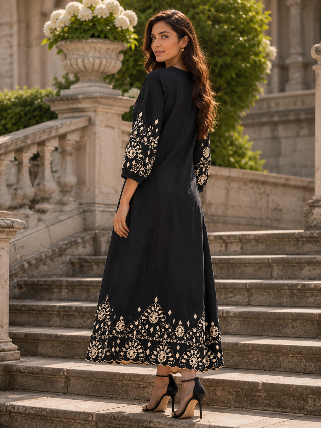 Black embroidered