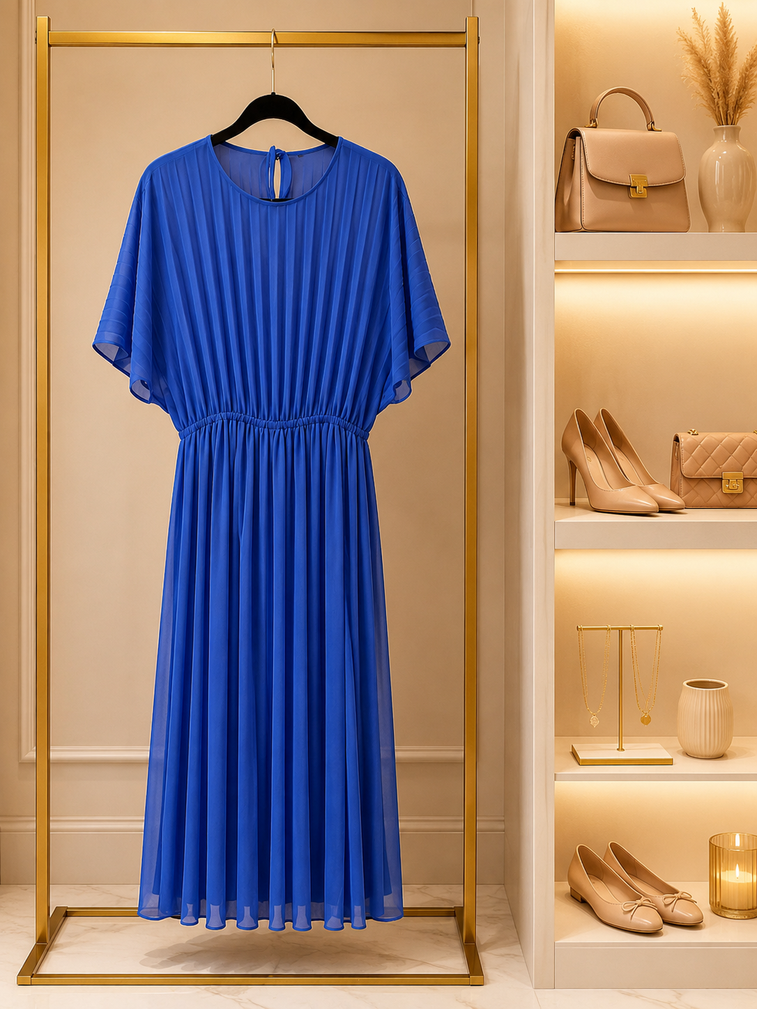 Royal blue pleated