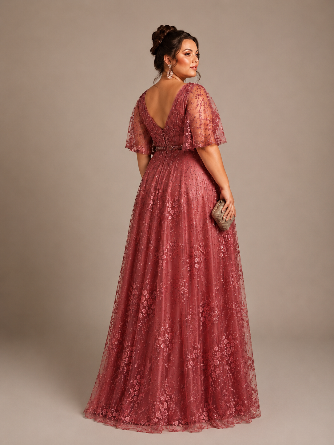 Elegant Plus Size Embellished Evening Gown Size XL