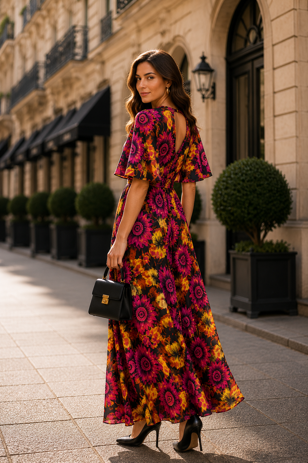 Bold floral midi dress