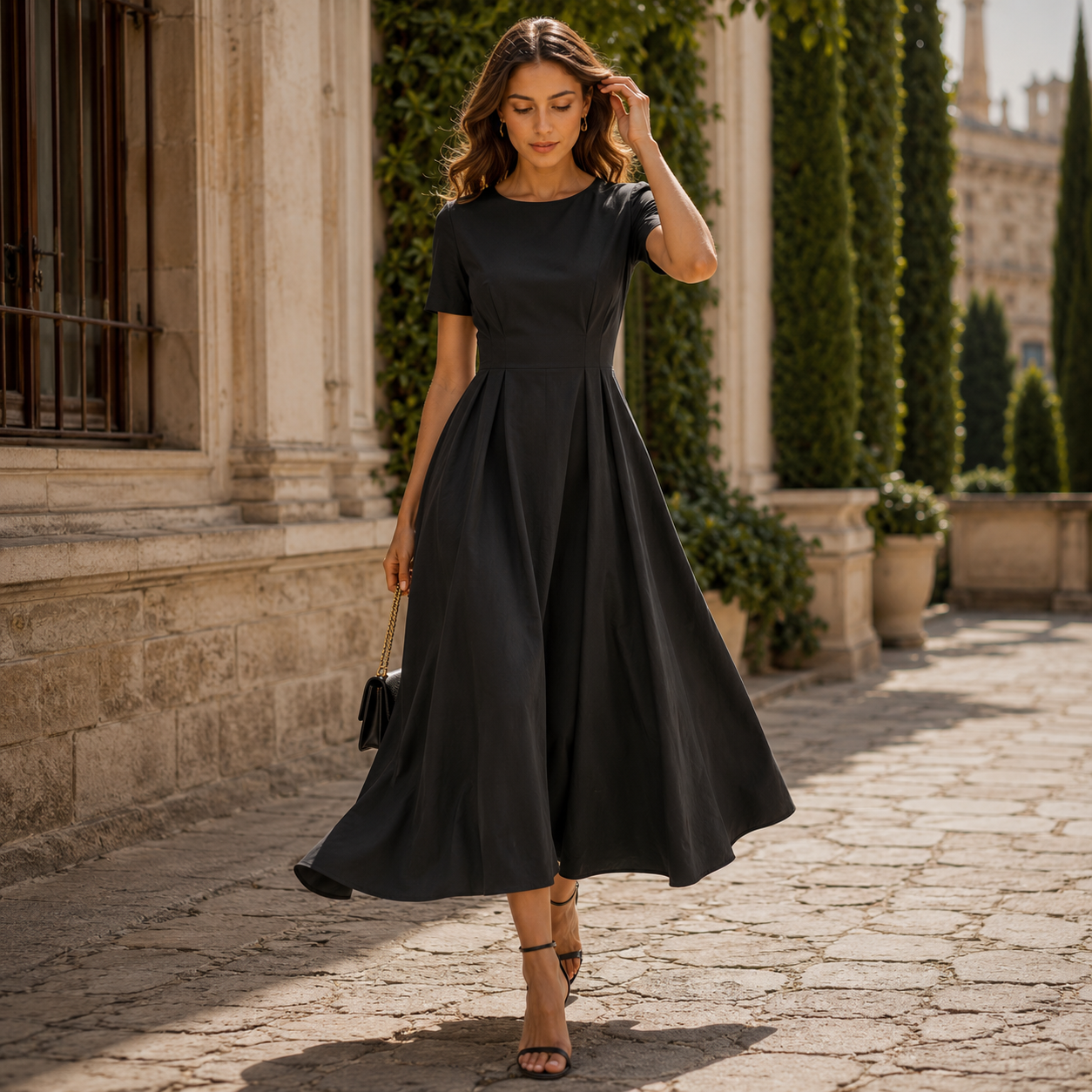 Black dress with White Bow-Tie