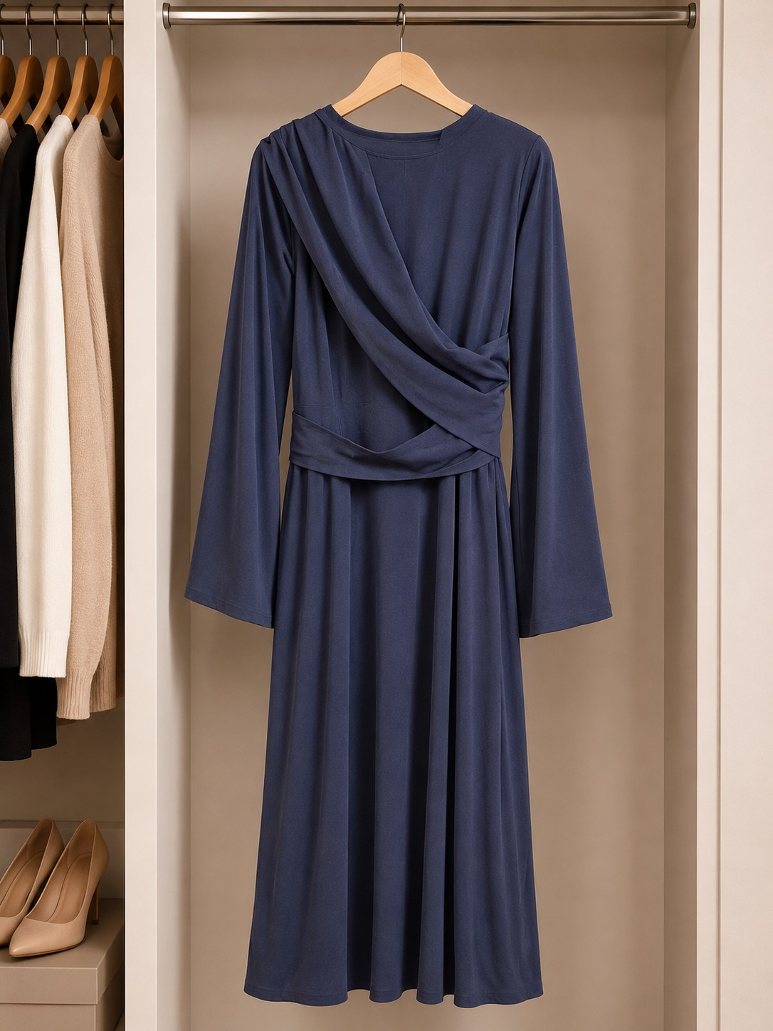 Elegant Bluish Gray Maxi Dress – Effortless Sophistication XXL