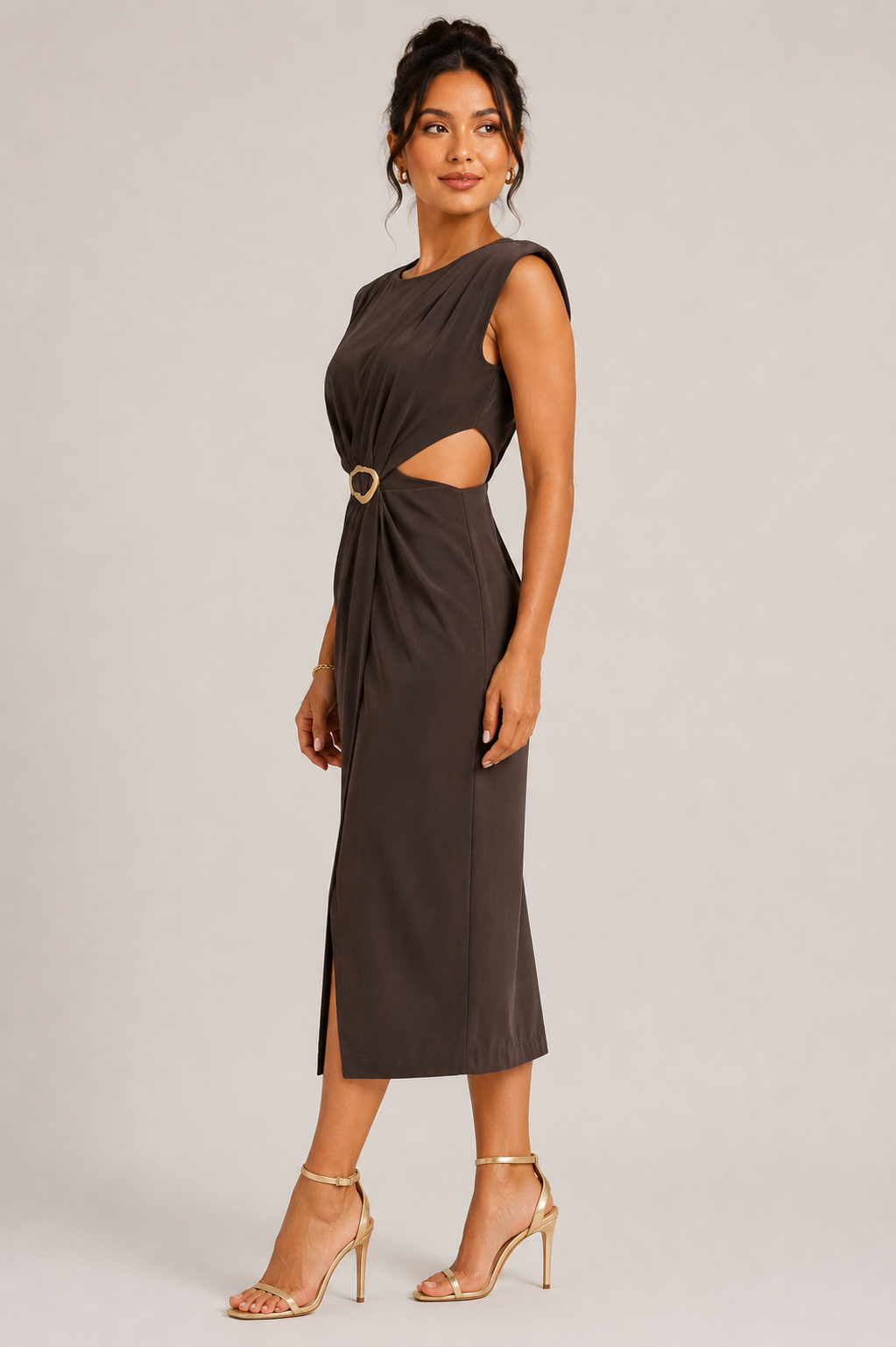 Elegant Cut-Out Midi Dress Size M