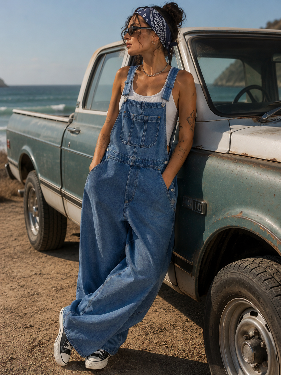Vintage-Inspired Denim Dungaree Jumpsuit size 6
