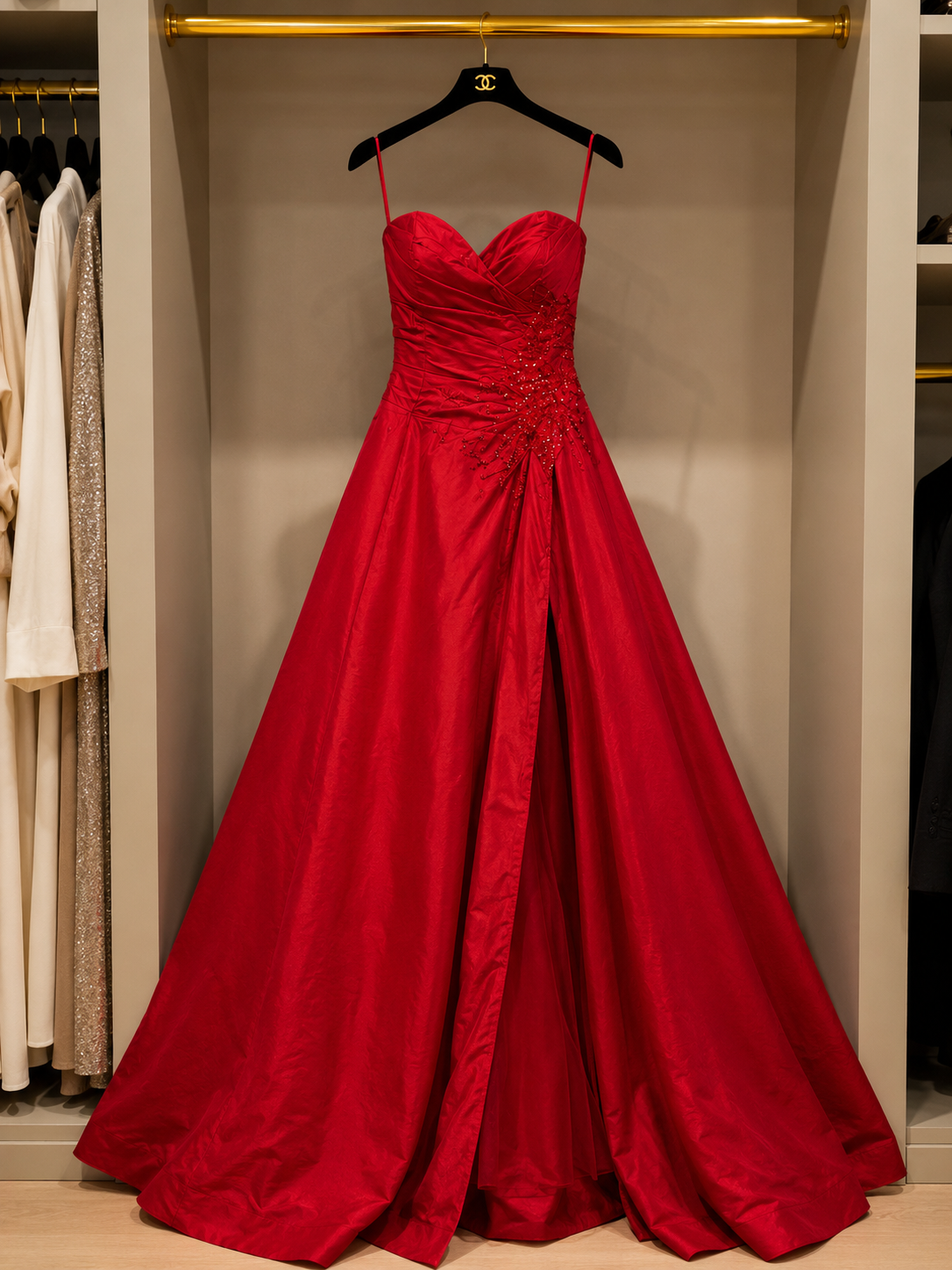 Elegant Red Ball Gown Size S