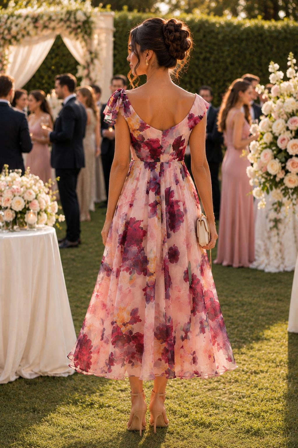 Elegant Floral Off-Shoulder midi dress size M