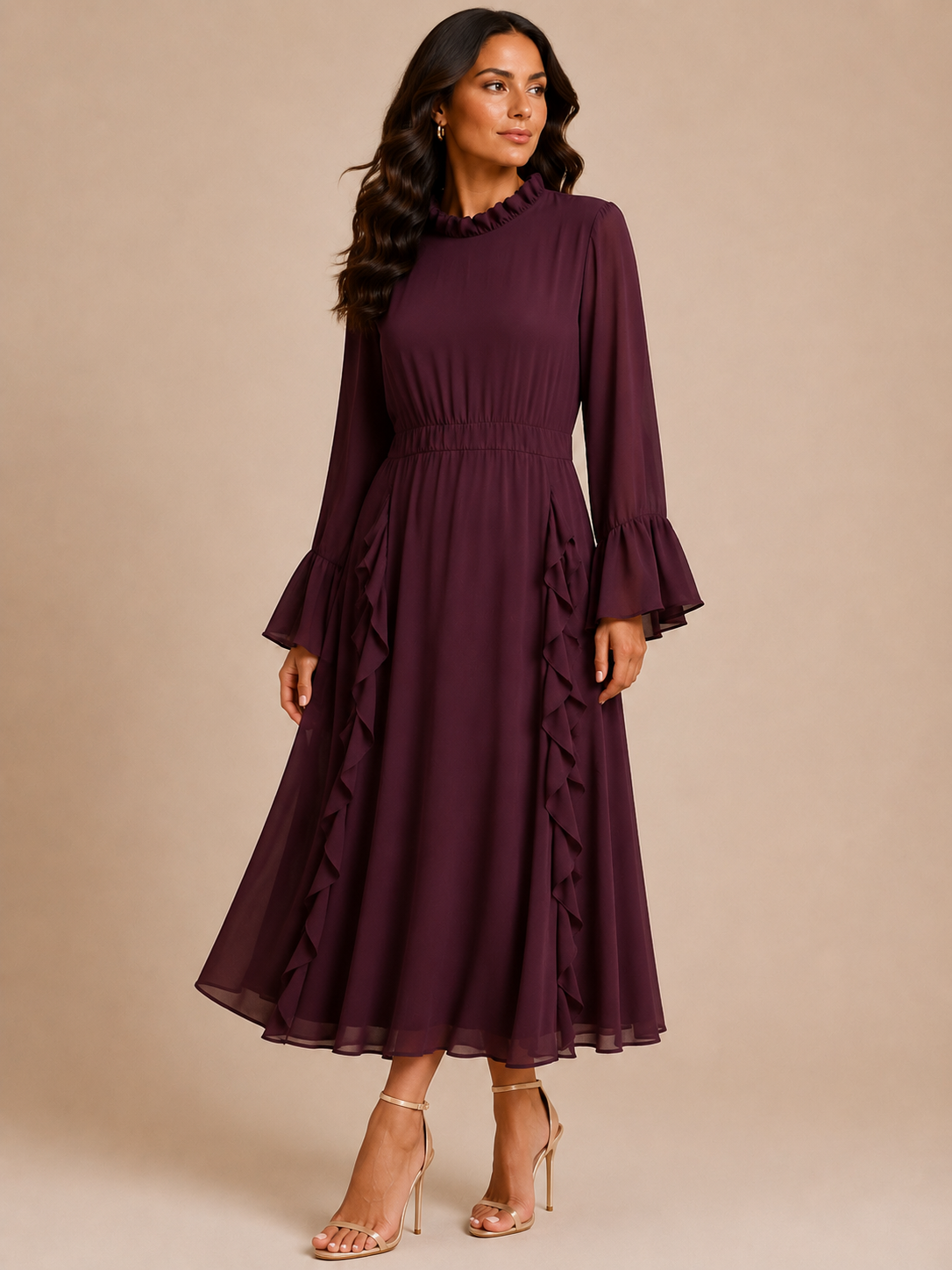 Plum Ruffle Maxi Dress