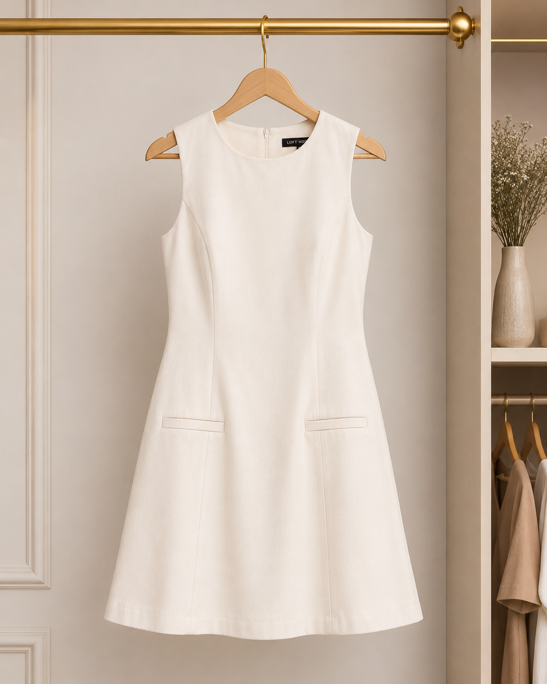 Elegant White A-Line Dress Size S