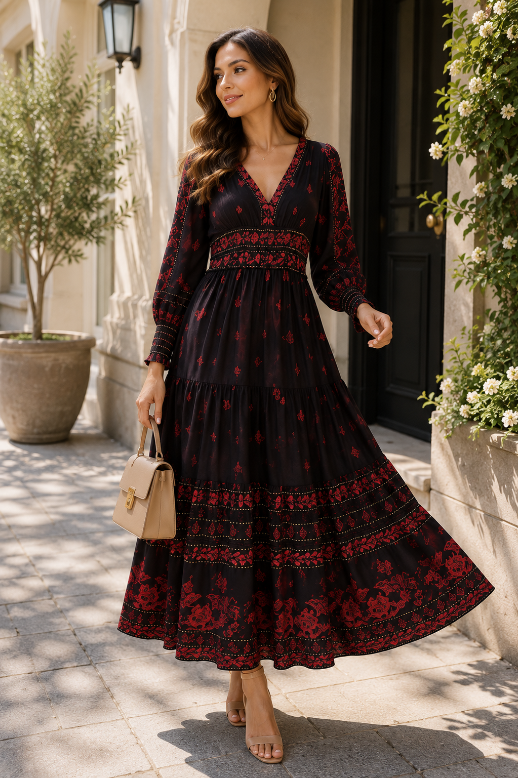 Elegant Boho Maxi Dress Size M
