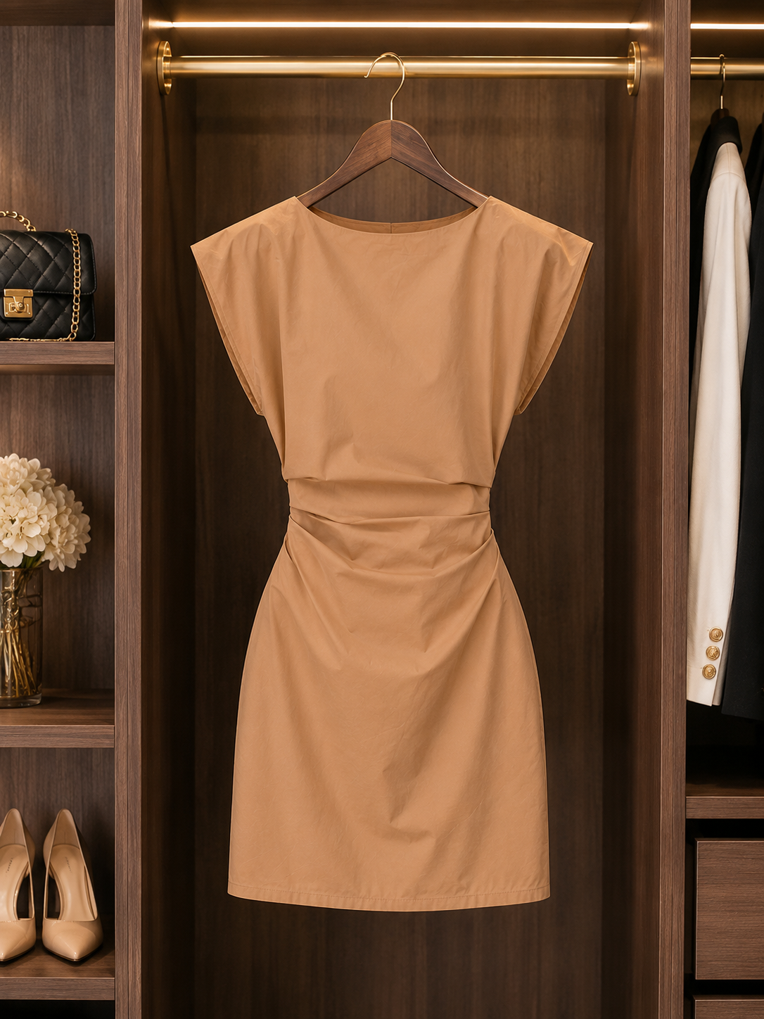 Elegant Camel Mini Dress – Size S
