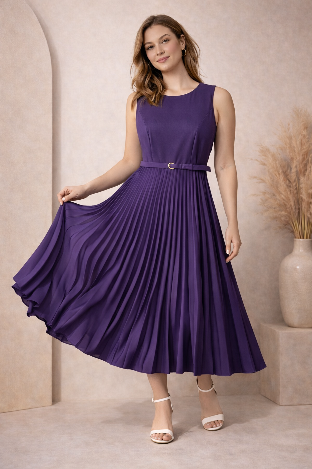 sleeveless midi dress