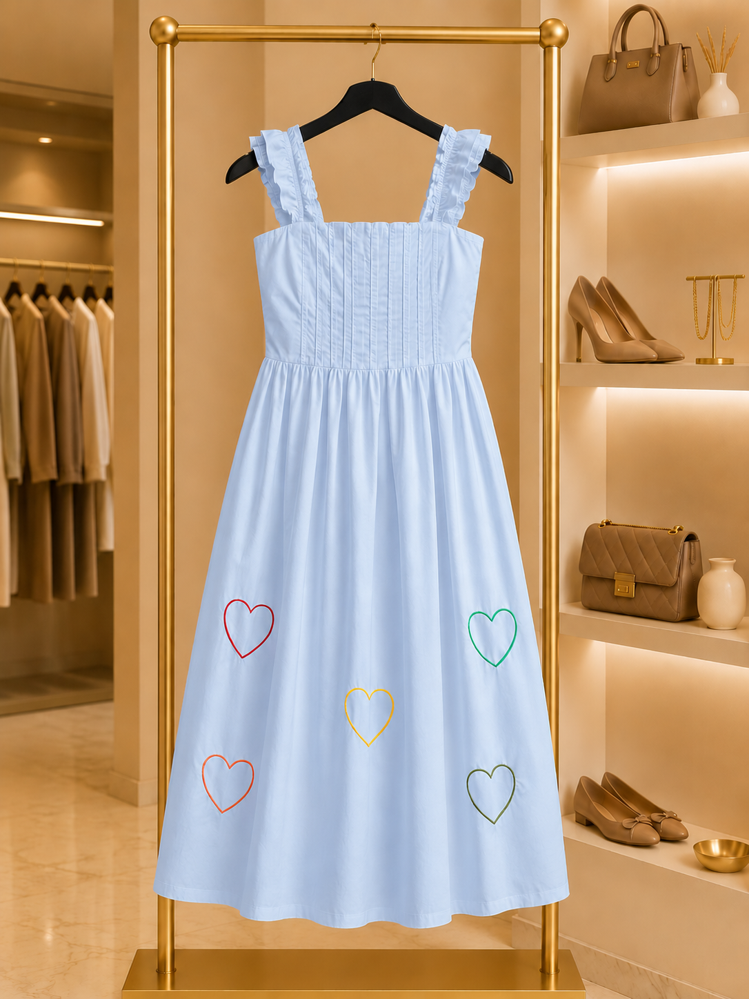 Baby blue Sleeveless Heart Detail Dress