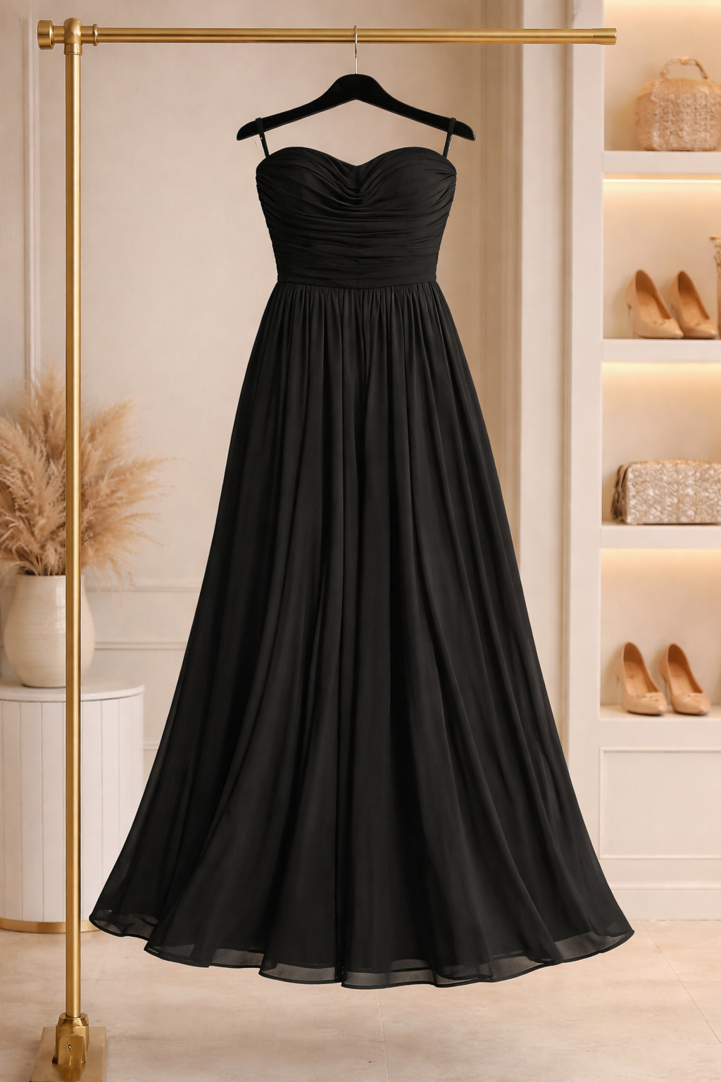 Black Strapless (Tube) Maxi Gown