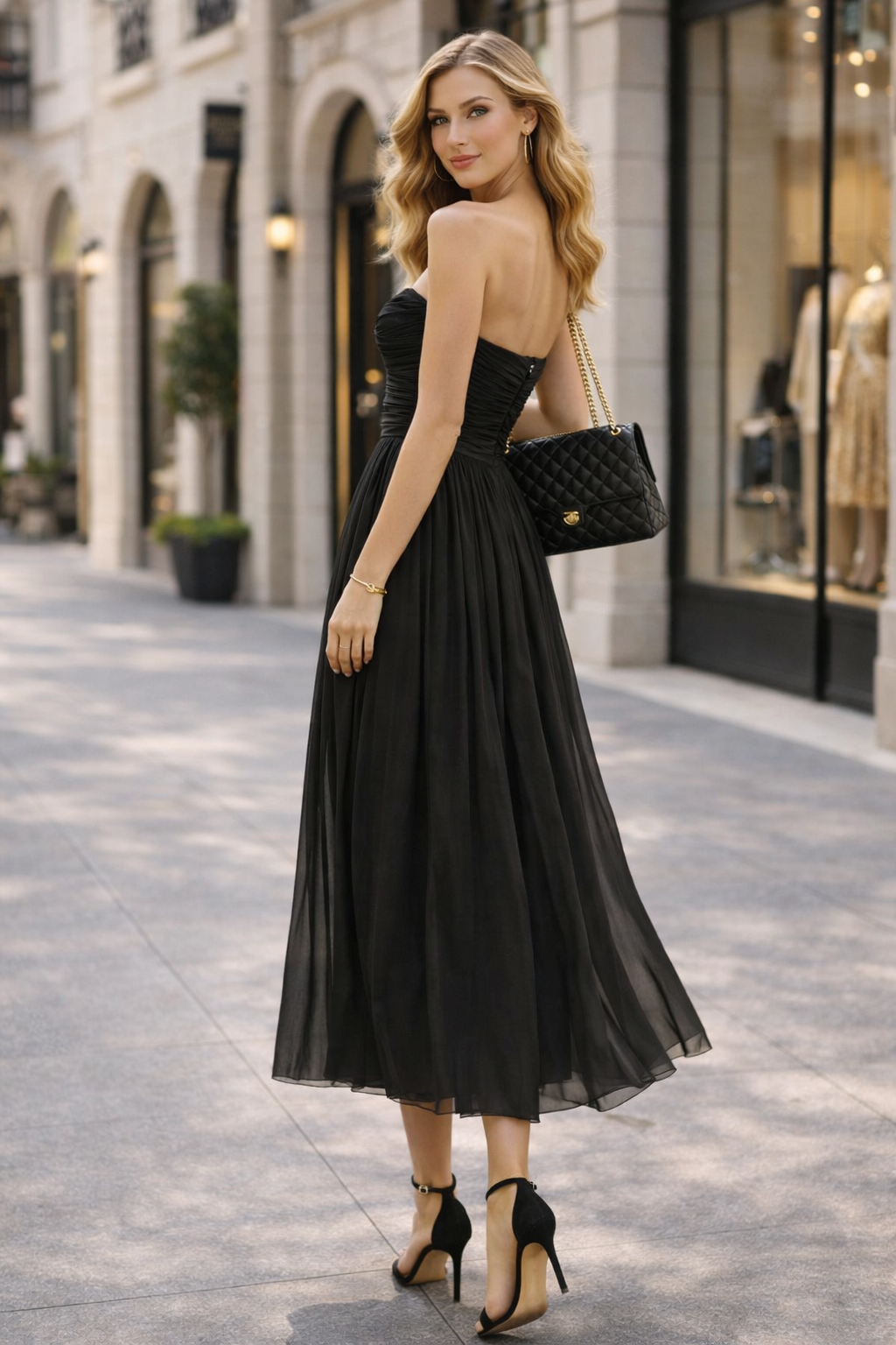 Black Strapless (Tube) Maxi Gown