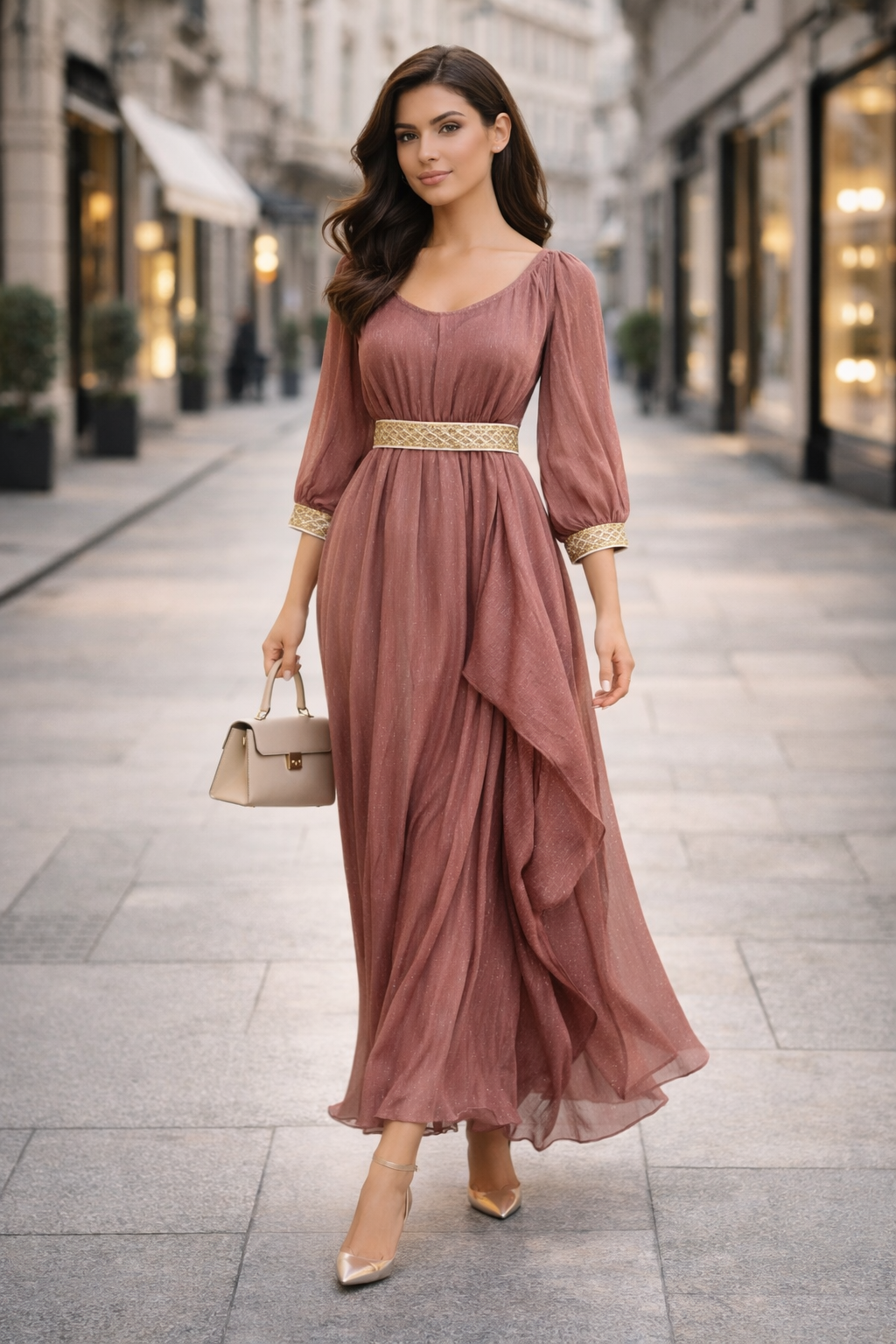 Elegant maroon maxi