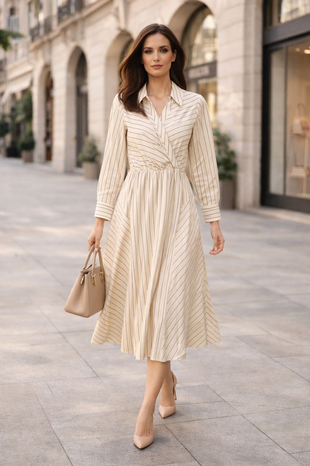 Gray striped dress