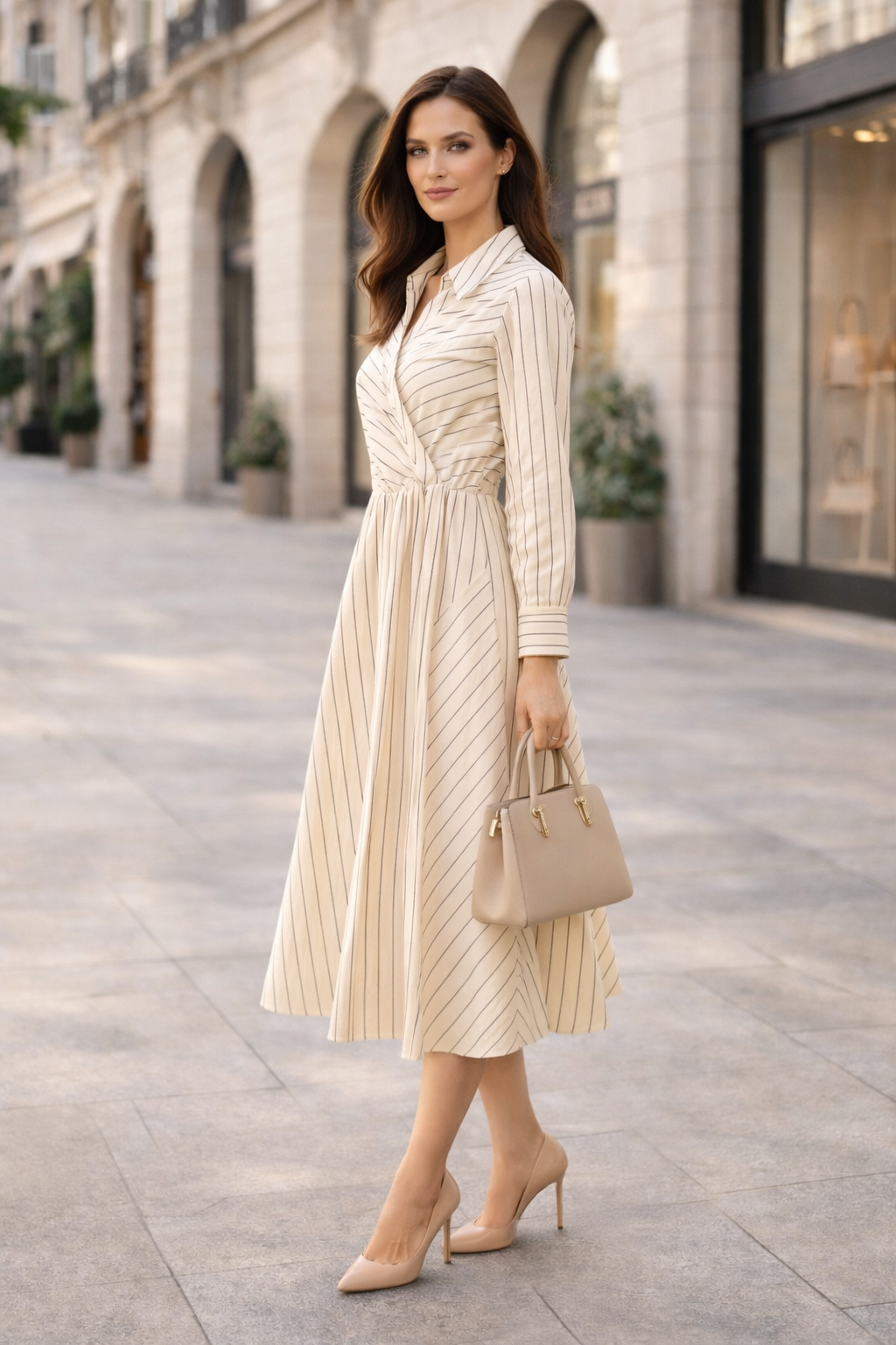 Gray striped dress