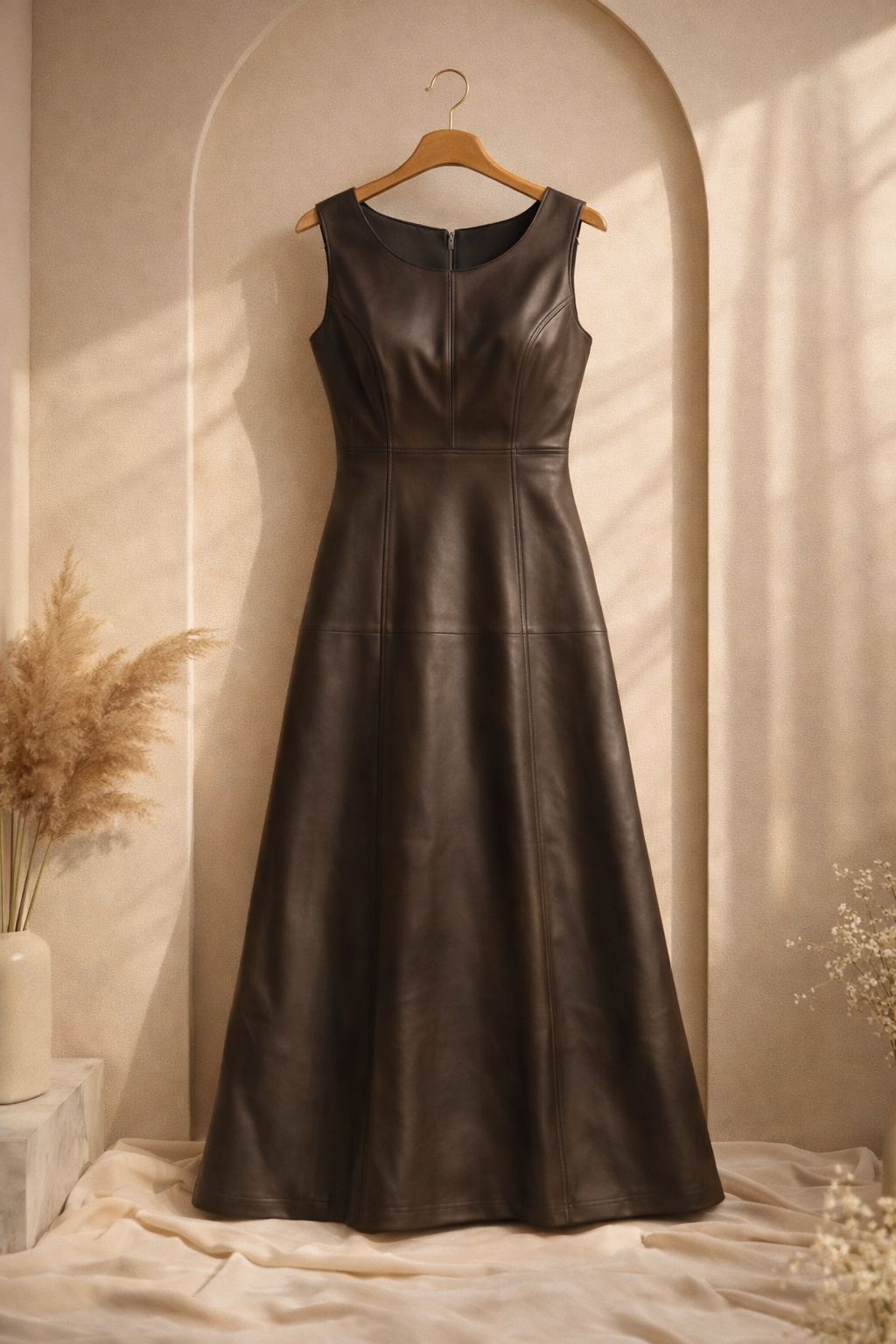 brown faux leather