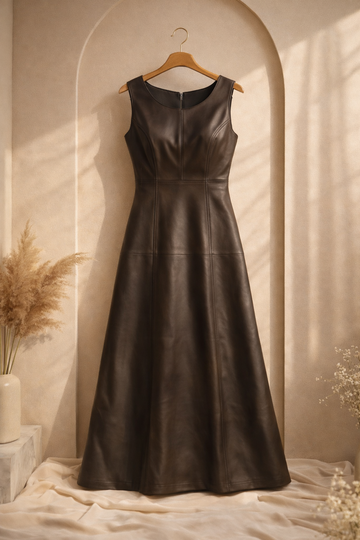 brown faux leather