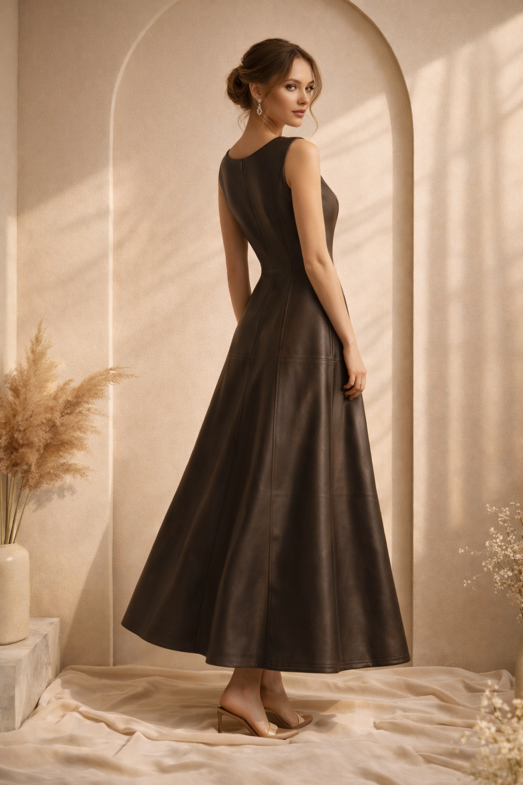 brown faux leather