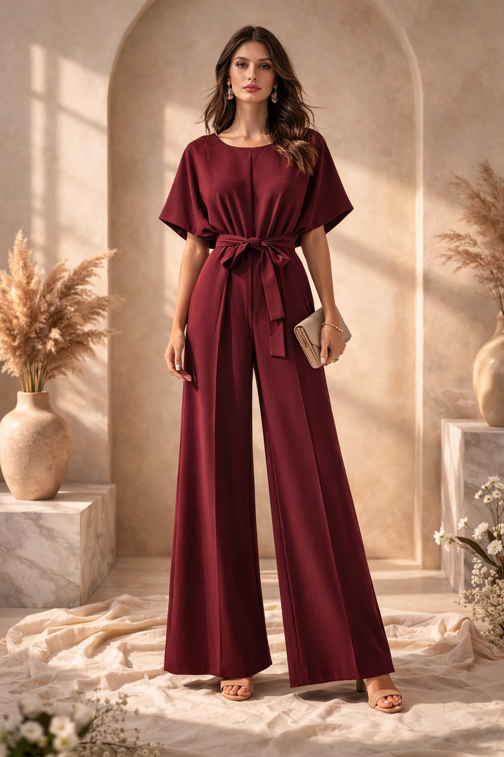 Elegant burgundy jumpsuit
