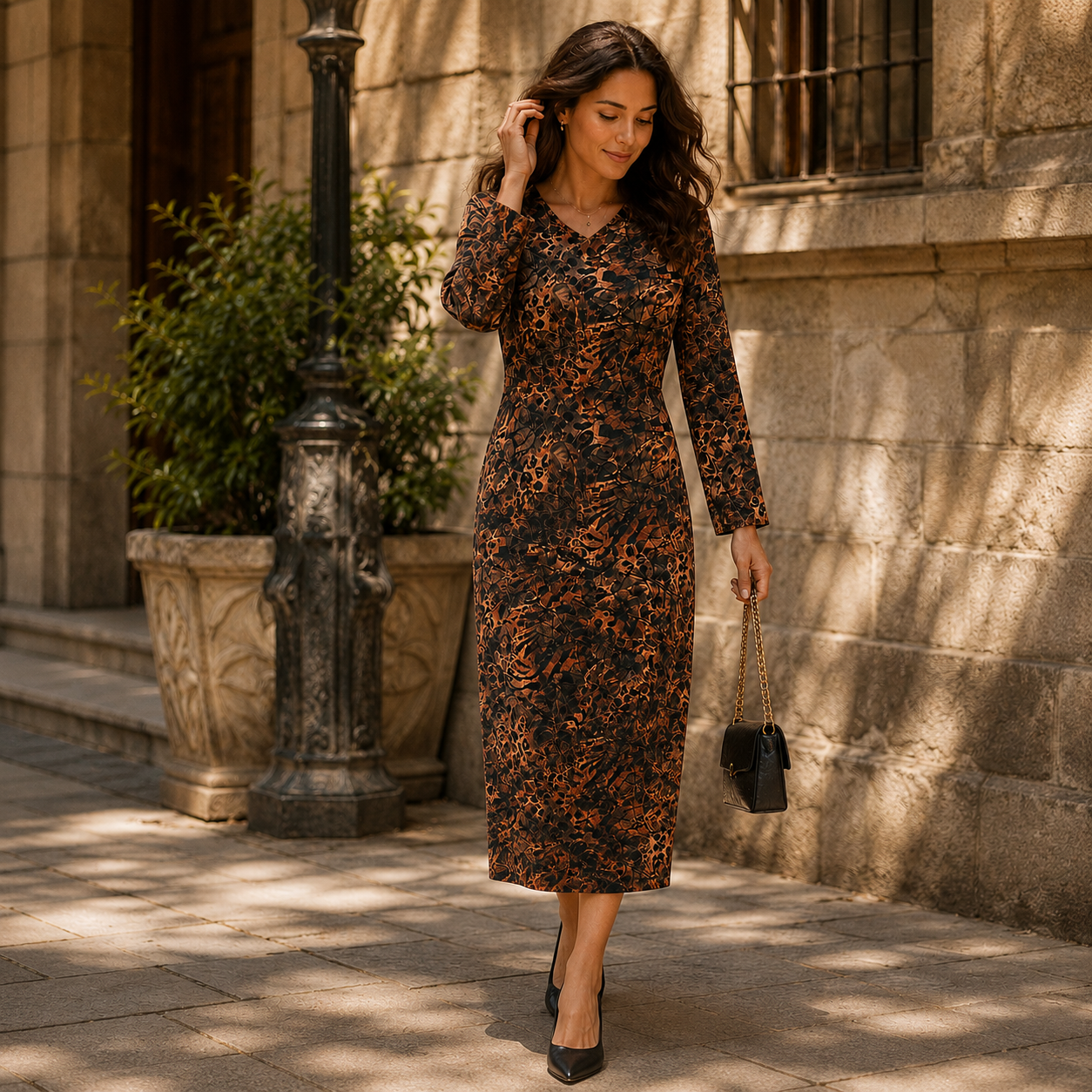Animal Print Midi Dress