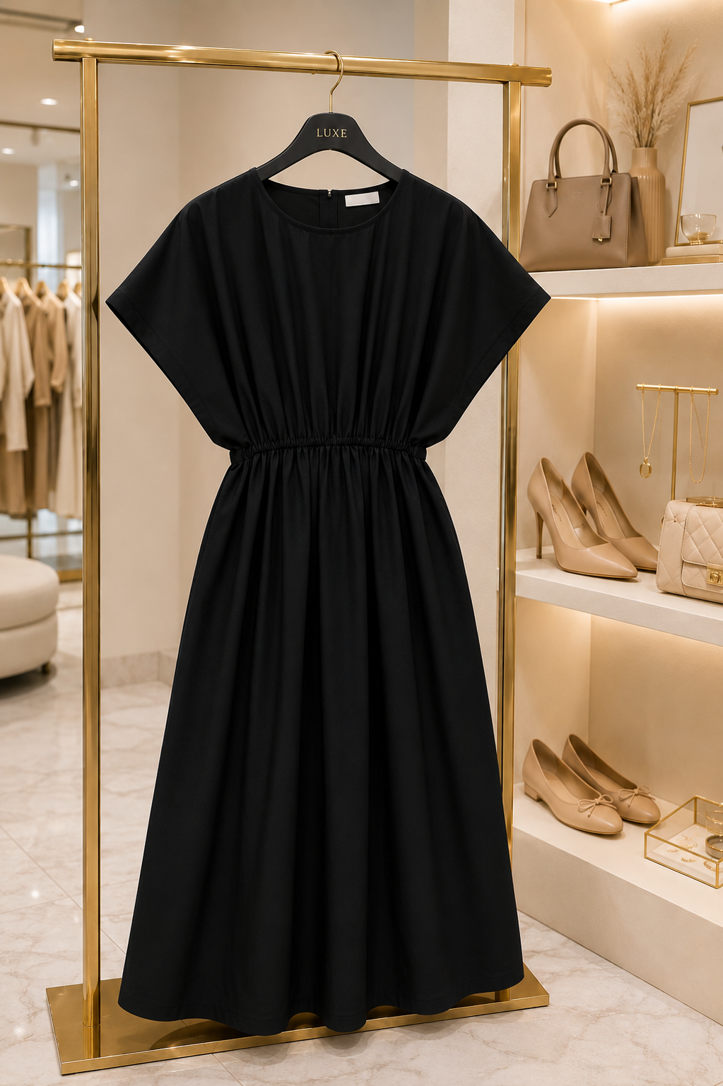 Black Oversized Smock Dress