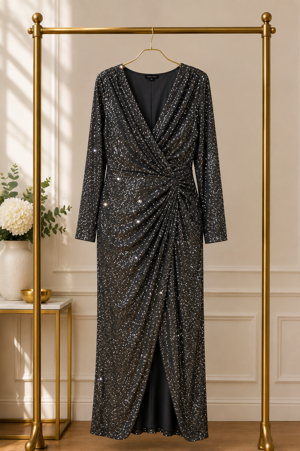 Elegant Plus Size Sequin Evening Gown Size XL