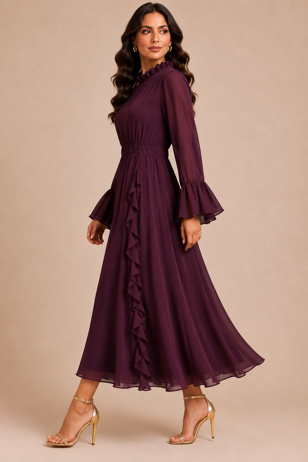 Plum Ruffle Maxi Dress