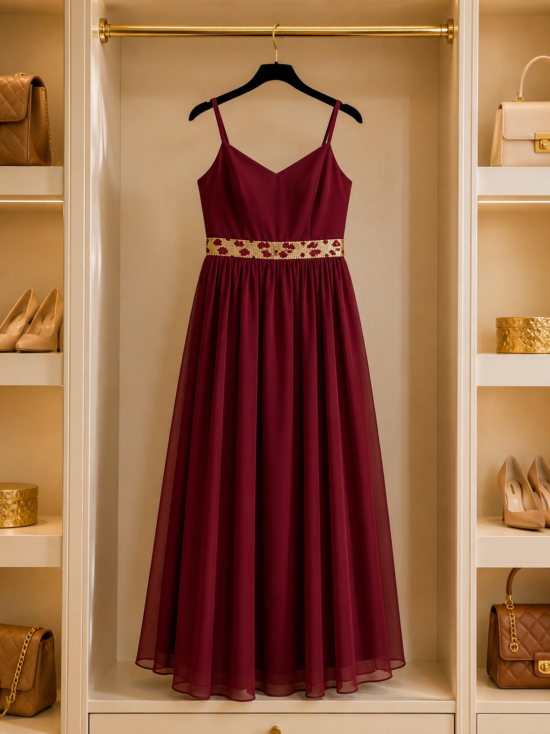 Burgundy Evening Gown