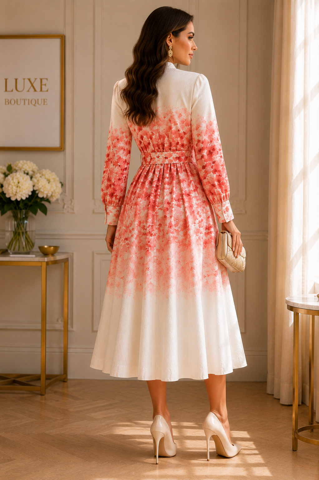 Elegant Floral Midi Dress Size M