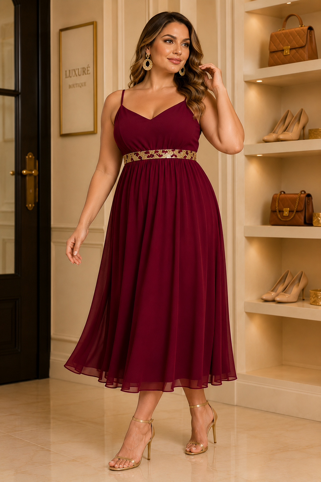 Burgundy Evening Gown