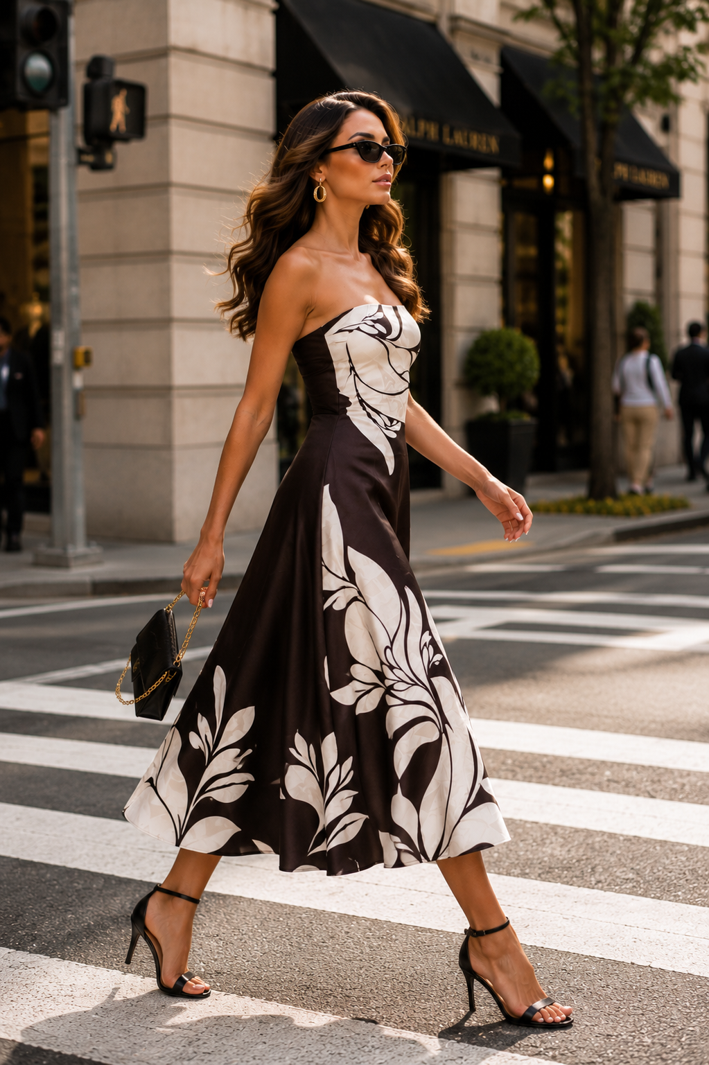 Black & White Floral Midi Dress – Elegant & Timeless Size S