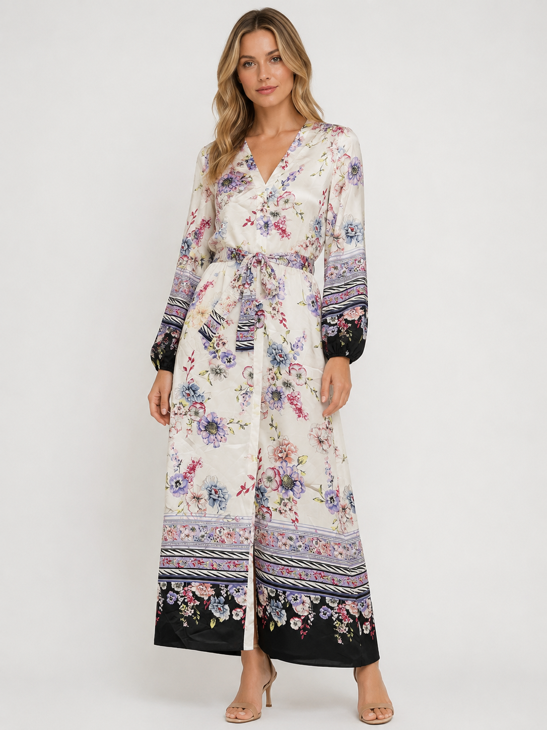 Elegant Floral Maxi Dress Size S