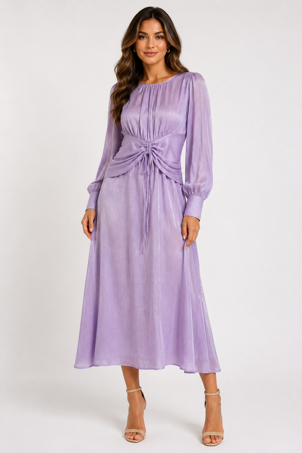 Elegant Lilac Chiffon Midi Dress size M