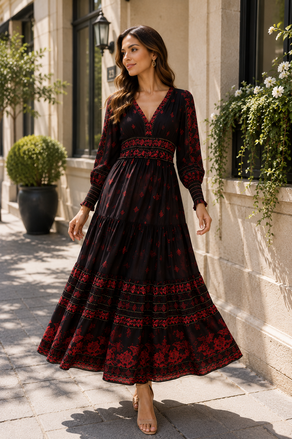 Elegant Boho Maxi Dress Size M