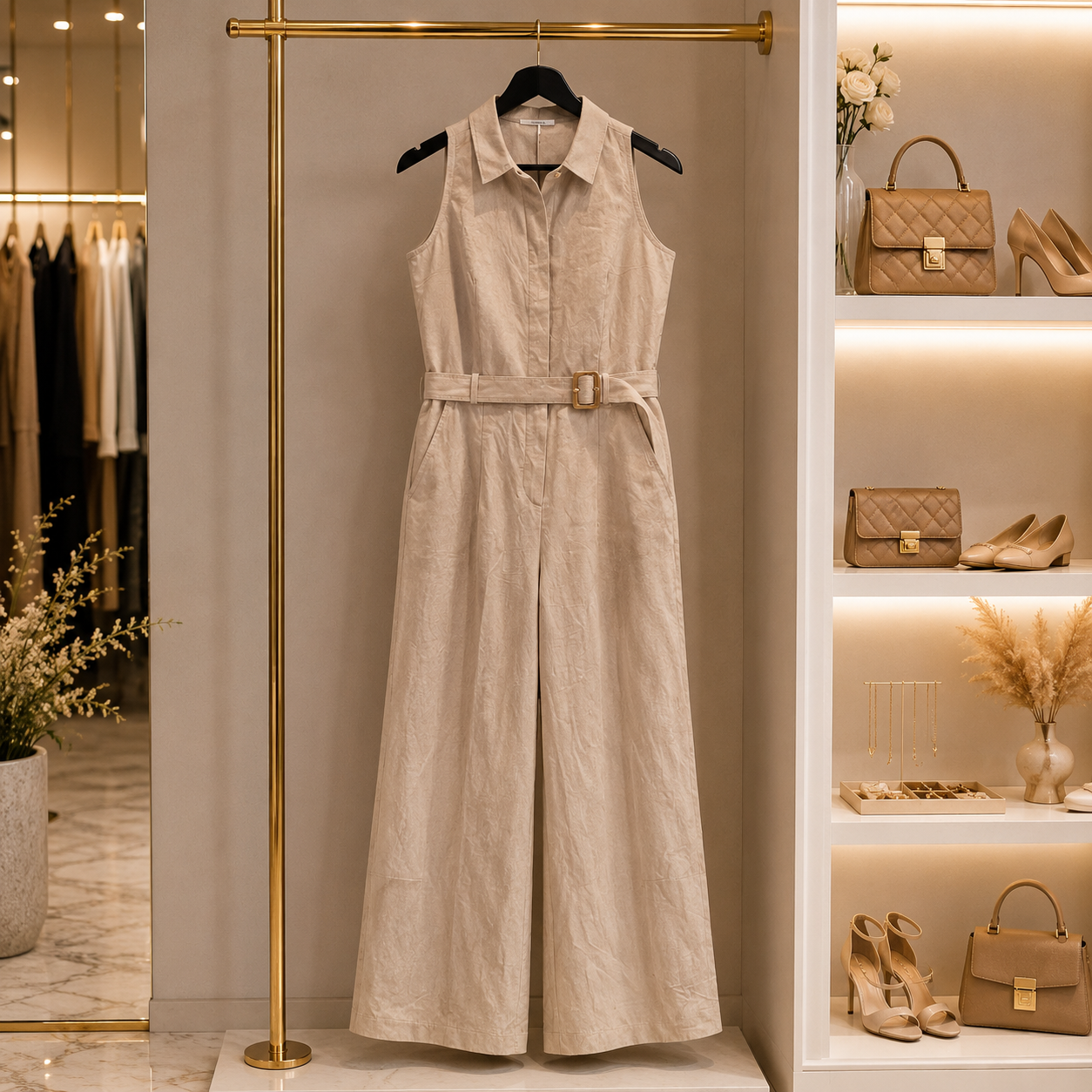 Champagne Sleeveless Jumpsuit