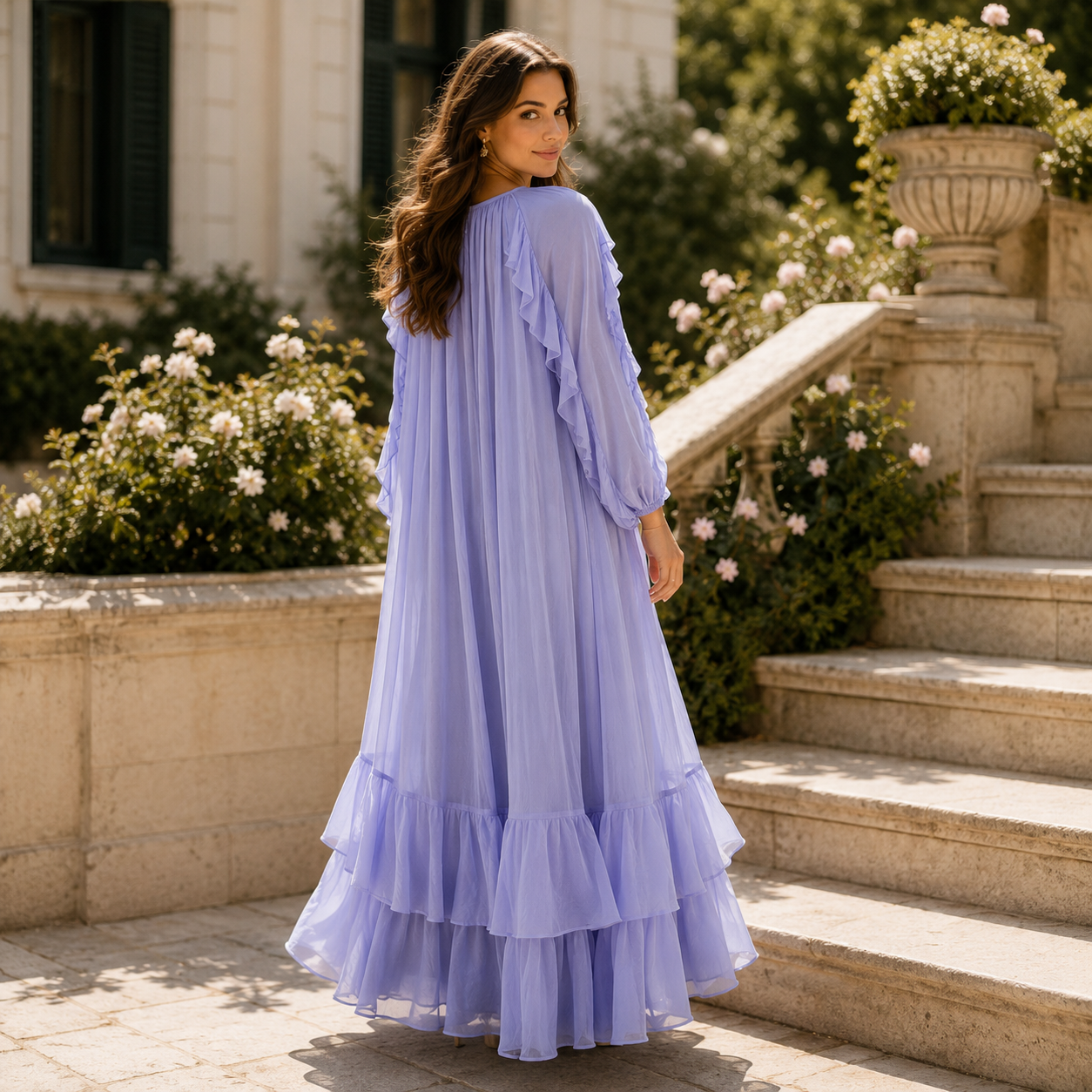 Dusty Blue Shimmer Maxi Dress XL