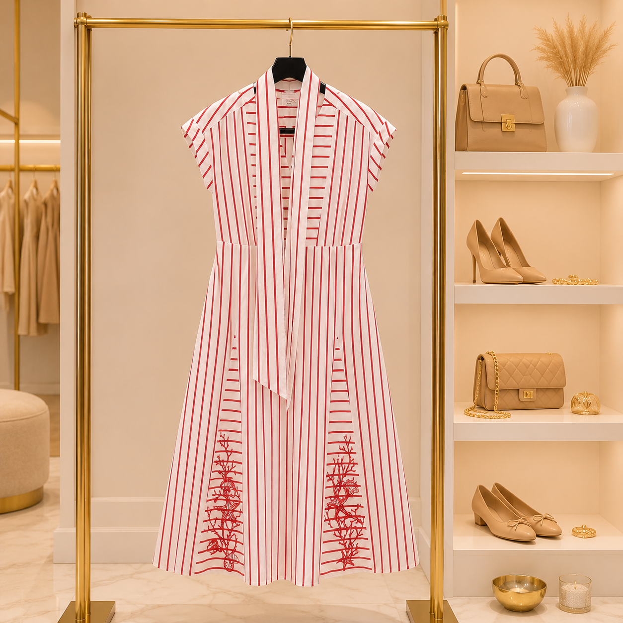 Red & white Striped dress