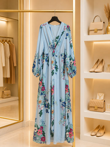 Blue Floral Maxi Dress
