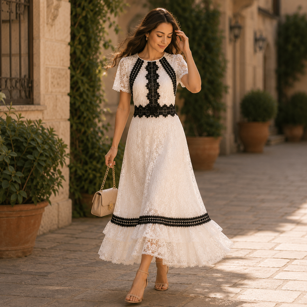 White Lace Dress Size S