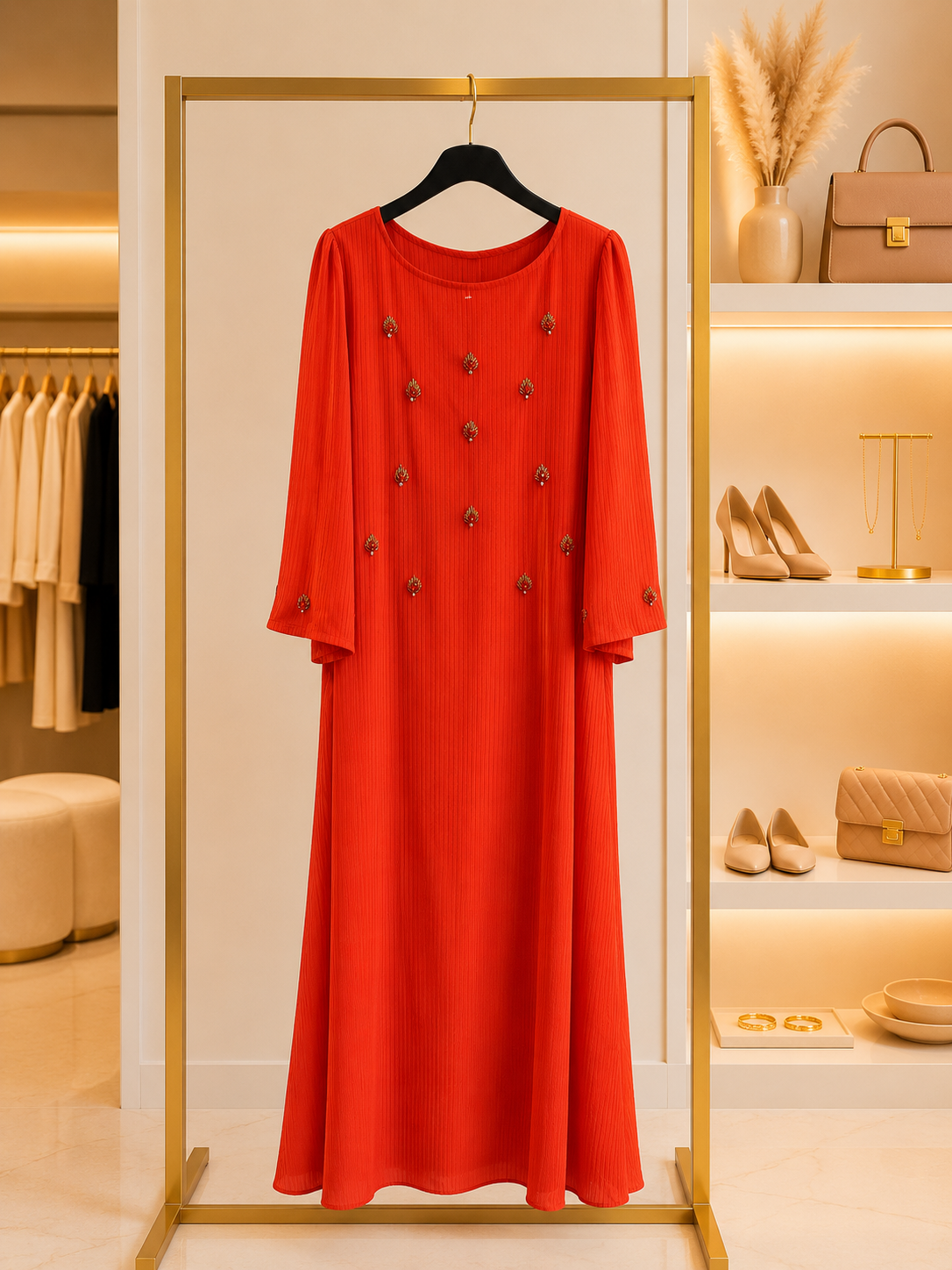 Orange Embellished Maxi