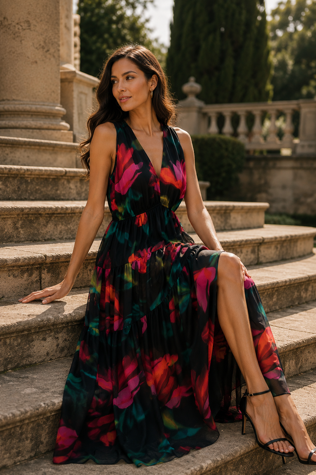 Flowy sleeveless midi dress